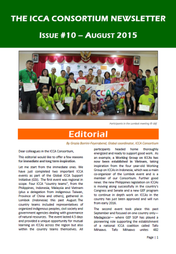 ICCA Consortium Newsletter No. 10- 2015